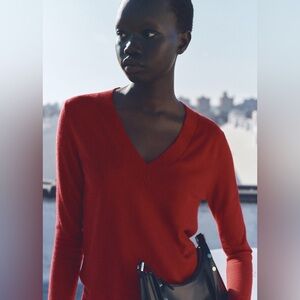 Mango Red V-Neck Sweater NWT